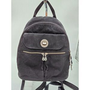 Vintage Baggallini Black Nylon Backpack With Zipper & Turn Lock Closure